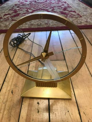 Vintage 24k Gold Jefferson Golden Hour Mystery Clock 580 - 101 Repair/ Or Parts