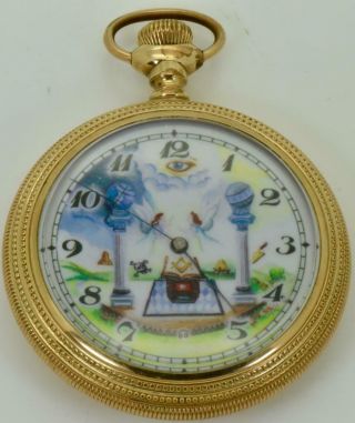 Wow Very Rare Antique Elgin Digital Seconds Dial Masonic Pocket Watch C1900 