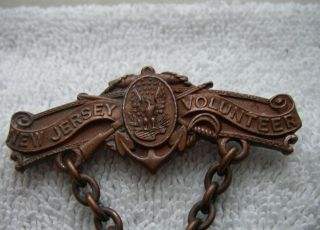 Fine SPANISH AMERICAN WAR VETERAN Medal - JERSEY VOLUNTEER - Bronze - NR 2