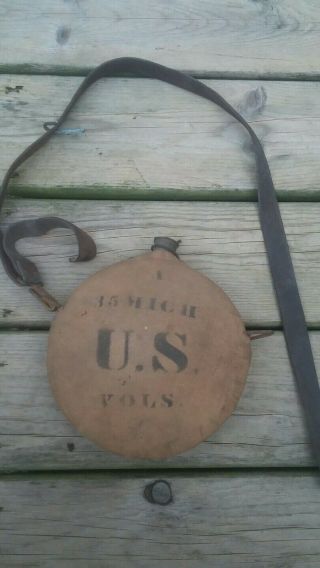 35 Michigan Volunteers Indian Wars Spanish American War Us Canteen And Cover