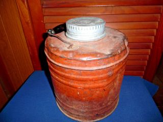 Antique Metal Water Cooler With Enamel