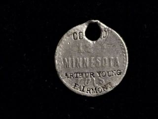Spanam War Id Tag Co D 12th Minn Vols Arthur Young Stamped Name,  Issued Dog Tag