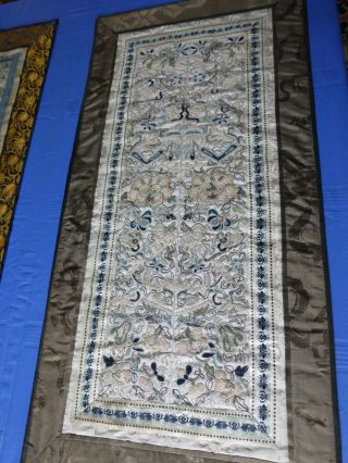 Antique Chinese Embroidered Silk Panels,  Sleeve Panels