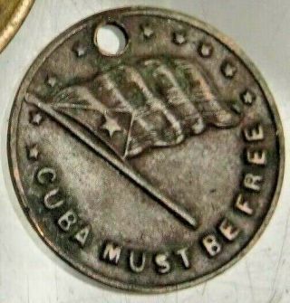 1898 Brass Pictorial Token Or Medalet - Cuba Must Be - Remember The Maine