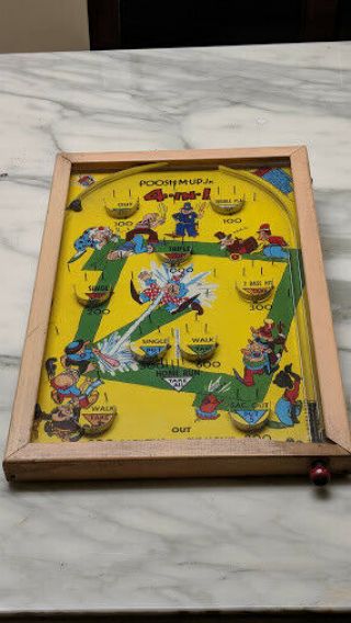 Antique Poosh - M - Up Jr Tabletop Pinball Game Northwestern Complete Great Conditio