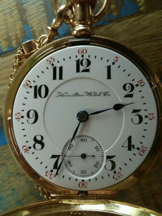 Hamilton 18s pocket watch /946 23 Jewels Adjusted,  14K Solid Gold Case,  Serviced 9