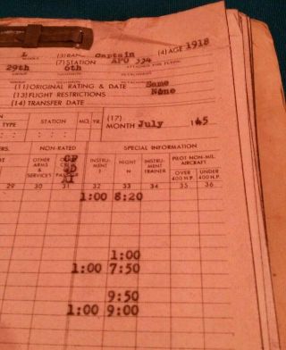 WWII Flight Log Book of pilot James Shumate KIA 8/8/45,  w/12/42 to 7/45 4