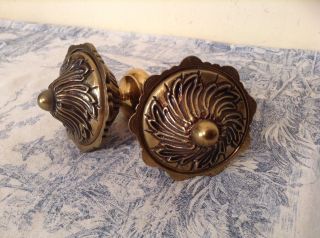 Vintage French Brass Finials - Curtain Pole Ends / Tie Backs / Door Knobs (2471)