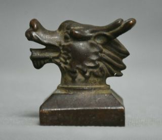 4.  5cm Old Chinese Bronze 12 Zodiac Year Animal Dragon Seal Stamp Signet Statue
