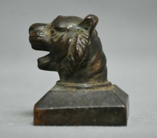 4.  3cm Old Chinese Bronze 12 Zodiac Year Animal Tiger Seal Stamp Signet Statue