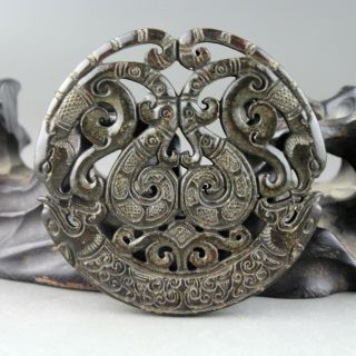 2.  8  China old jade Chinese hand - carved dragon Phoenix jade pendant 2063 3