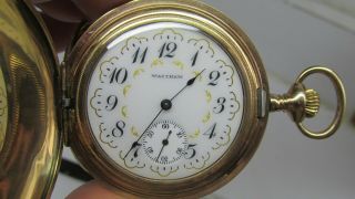 Waltham 15 Jewel Gold Filled Fancy Hunters Case Pocket Watch Running Vintage