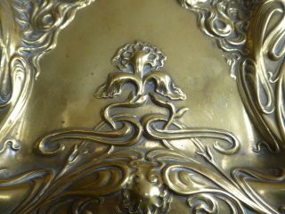 STUNNING Orig ANTIQUE 19thC Continental ART NOUVEAU Brass TRAY.  c1890 - 1910.  WMF? 4