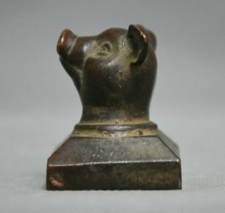 4cm Old Chinese Bronze 12 Zodiac Year Animal Pig Seal Stamp Signet Statue