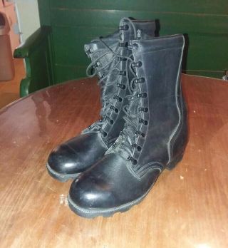Usgi Black Leather Speedlace Military Combat Boots (1980s) Sz 9 1/2 W Usa Made