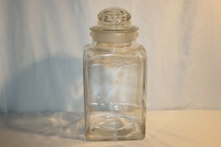 Antique Vintage X Large Square Dakota Apothecary Candy Canister Jar Ground Top