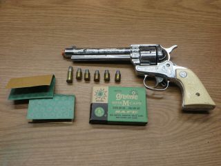 Vintage Nichols Stallion 38 Toy Cap Pistol And 6 Pull A Part Bullets