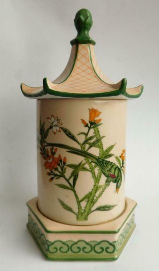 Vintage Japanese Porcelain Lidded Pagoda Form Pot 1930 - 50s