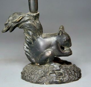 Collect Antique Bronze Hand Carve Lifelike Squirrel Unique Delicate Candlestick 4