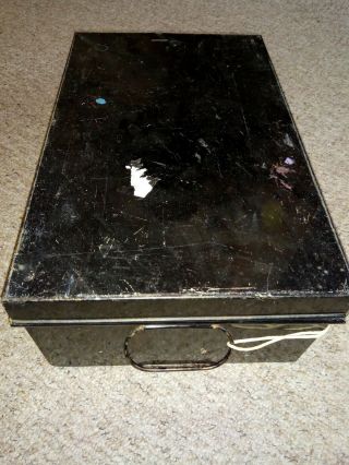 Vintage Black Metal Deed Box with key 4