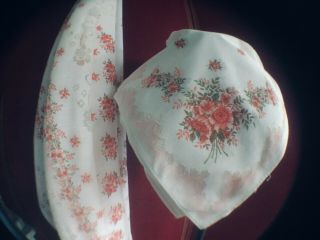 Antique/vintage Stunning Cottage Rose Table Cloth/linen And 8 Napkin Set