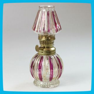 Old Rare Vintage Metal Glass Small Purple Oil Paraffin Lamp Lantern