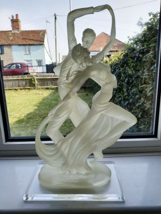 A Large Stunning Art Deco Style Dancing Figures In Frosted Resin 16 Inches High