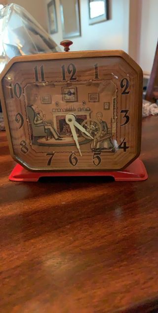 Vintage Lux Spinning Wheel Alarm Clock