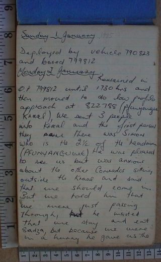 Selous Scouts 6 Troop diary kept on operations in 1976 during Rhodesian Bush War 2