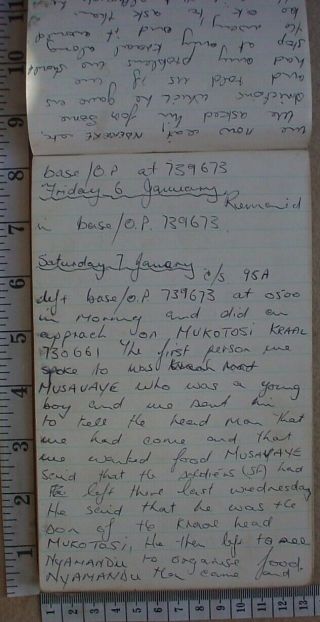 Selous Scouts 6 Troop diary kept on operations in 1976 during Rhodesian Bush War 6