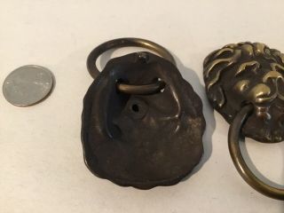 Antique Reclaimed Brass Lion Head Ring Pull Handles,  Set Of 4, 4