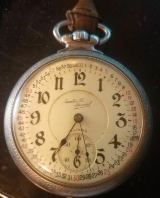 Santa Fe Special Double Roller 21 Jewel Pocket Watch Illinois Watch Co.