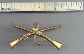 Spanish - American War Officer Hat Badge 3rd Infantry Regiment Co.  L Insignia Saw