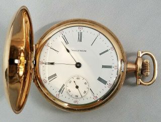 1910 Waltham Model 1908 14k Gf Pocket Watch 17 Jewels Size 16s P.  S.  Bartlett