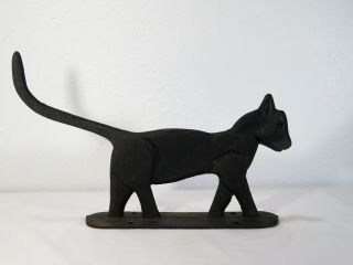 ANTIQUE Primitive BLACK CAT BOOT MUD SCRAPER Cast Iron DOORSTOP Doormat ART DECO 2