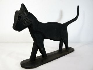 ANTIQUE Primitive BLACK CAT BOOT MUD SCRAPER Cast Iron DOORSTOP Doormat ART DECO 4