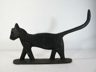 ANTIQUE Primitive BLACK CAT BOOT MUD SCRAPER Cast Iron DOORSTOP Doormat ART DECO 6