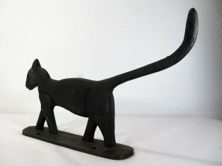 ANTIQUE Primitive BLACK CAT BOOT MUD SCRAPER Cast Iron DOORSTOP Doormat ART DECO 8
