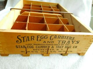 Antique Star Egg Carrier & Tray Wooden Crate Rochester York Rare 2 Dozen
