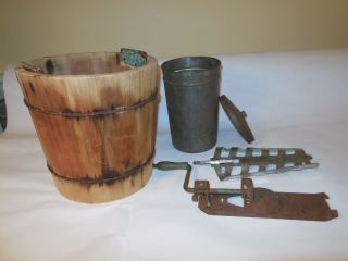 Vintage Wooden And Metal Ice Cream Maker