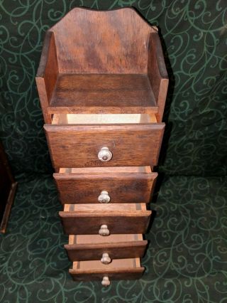VTG Primitive Wood Spice/Apothecary 5 Drawer Cabinet - 15 
