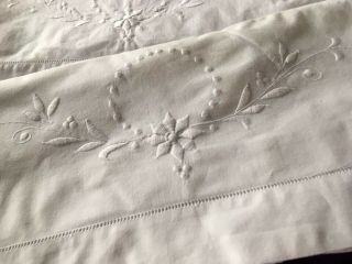White Vintage Pillowcases With Raised White Embroidery And Ladder Work