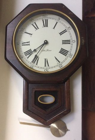 Antique Seth Thomas Oak Schoolhouse Wall Clock -