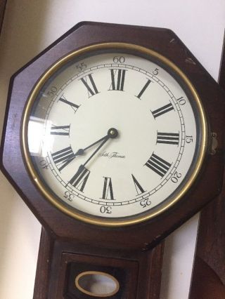 Antique Seth Thomas Oak Schoolhouse Wall Clock - 2