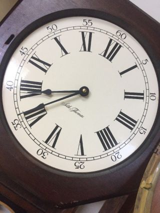 Antique Seth Thomas Oak Schoolhouse Wall Clock - 3