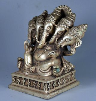 Collectable Antique Tibet Silver Hand Carve Myth Buddha Moral Auspicious Statue 3
