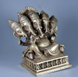 Collectable Antique Tibet Silver Hand Carve Myth Buddha Moral Auspicious Statue 4