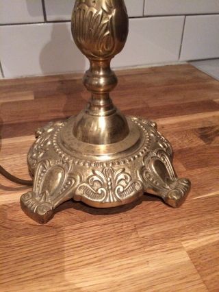 Large 15” Vintage Brass Column Table Lamp.  Rewired. 2