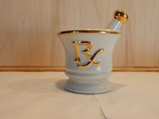 Ceramic Mortar And Pestle Rx Gold Embossed