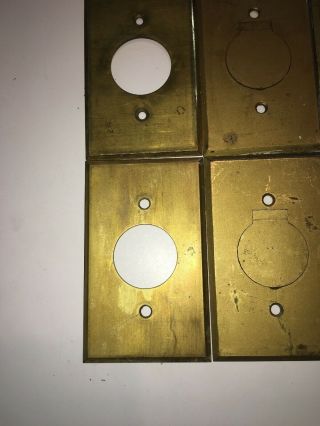 8 Bryant Elec Co Vintage Brass Single Hole Round Plug Outlet Wall Plate Covers 2